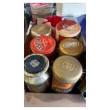 BAILEYS TINS, VASE & WOOD BOX
