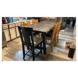 WOOD KITCHEN TABLE W/ FIVE CHAIRS