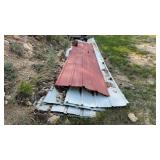 (30) +/- SHEETS OF USED ROOFING TIN (MOSTLY GREEN)