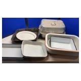 CHARCOAL STOVE, ENAMEL PANS, VAC. & MISC.