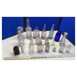 ASSORTED GREEN, BLUE, CLEAR BOTTLES & MILK BOTTLES