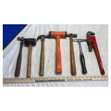 BALL PEEN HAMMERS, MALLETS, PIPE WRENCH &
