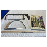 HACKSAW, NUT DRIVERS, TAPE MEASURE & MISC. TOOLS