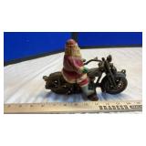 CAST IRON SANTA ON MOTERCYCLE