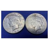2 PEACE DOLLARS