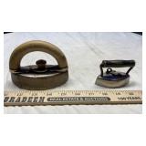 (2) IRONS W/ WOOD HANDLES