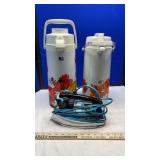 (2) AIR POT THERMOSES & G.E. SPRAY IRON
