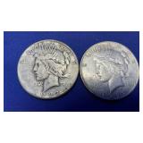 2 PEACE DOLLARS
