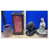 GLASS JARS, CANDLE HOLDERS AND FIGURINES