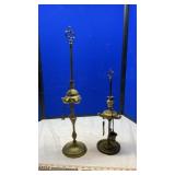 (2) BRASS 3 WICK OIL LAMPS