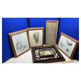(4) WALL HANGINGS & RACK