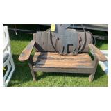 METAL MOOSE CUTOUT & WOOD BENCH