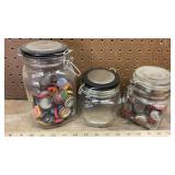 ASSORTED JARS AND BOTTLE CAPS