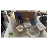 PYREX DISHES AND GLASS VASES