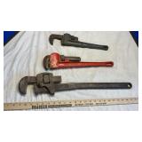 (3) PIPE WRENCHES