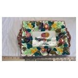 ITALIAN PLATE, BEAR MIRROR & PLASTER WALL HANGING