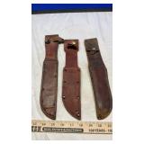 (2) U.S.N. LETHER KNIFE SHEATHES & OTHER