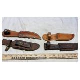 (4) LEATHER KNIFE SHEATHES