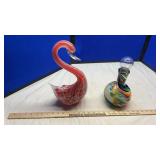 MURANO STYLE GLASS SWAN & DECANTER