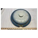 BLUE STONEWARE CROCK LID WITH CHIP