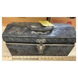 METAL TOOL BOX W/ TRAY & MISC. PLUMBING FITTINGS