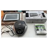 SWIM GOGLES, PICTURE FRAMES, CD PLAYER AND MISC