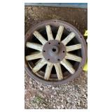 (2) WOOD WAGON WHEELS MEASURES 19" WIDE