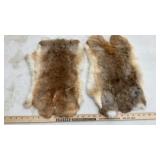 (2) RABBIT PELTS & MISC LEATHER & FUR