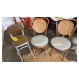 (2) WOOD CHAIRS & STOOL