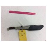 Knife Marked PAKISTAN In Leather Sheath