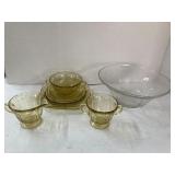 Amber & Clear Depression Glass