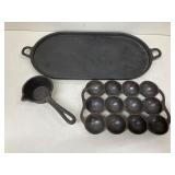 Cast Iron Griddle, Muffin Mold, Spouted Pot