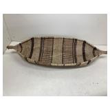 Vintage Hand Woven Canoe-Shaped Bread Basket
