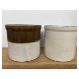 2 Crocks. Some chips/ cracks. 7.5 In Tall