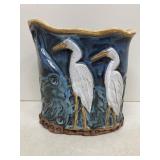 Signed Decorative Pottery Planter. 8.5 In Tall