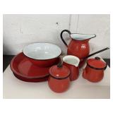Red Enamel Ware Set