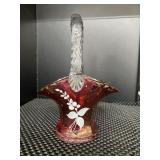 Westmoreland glass basket, 7in h