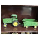 John Deere metal toy tractor & silage wagon
