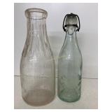J. E. Wilt qt milk bottle & Butturf soda bottle