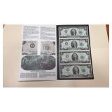 1976 Series Uncut sheet of 4-$2 Federal Reserve