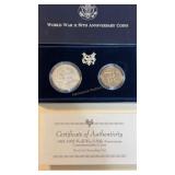 1991-95 WWII 50th anniversary commemorative coins