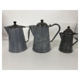 3 Graniteware Coffee Pots. Tallest is 9 In.
