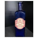 Cobalt blue Norris Skin Lotion bottle, 8.25h