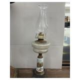 Vintage Oil Lamp With painted Base. 21 in High