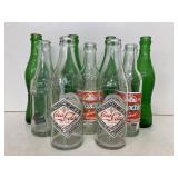Early soda bottles-10oz Coca Cola (2); 7oz Moxie