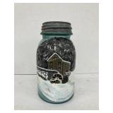 Blue Canning Jar Hand Painted by Renee Gresset