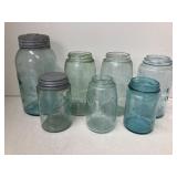 Vintage fruit canning jars, pint, qt, 2-qt