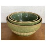 3 McCoy Pottery Yellow Ware Bowls. Few Cracks