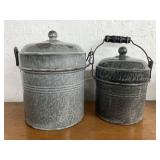 Graniteware Buckets. Taller is 9 In