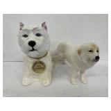 English Bone China Dogs. One is a Decantor